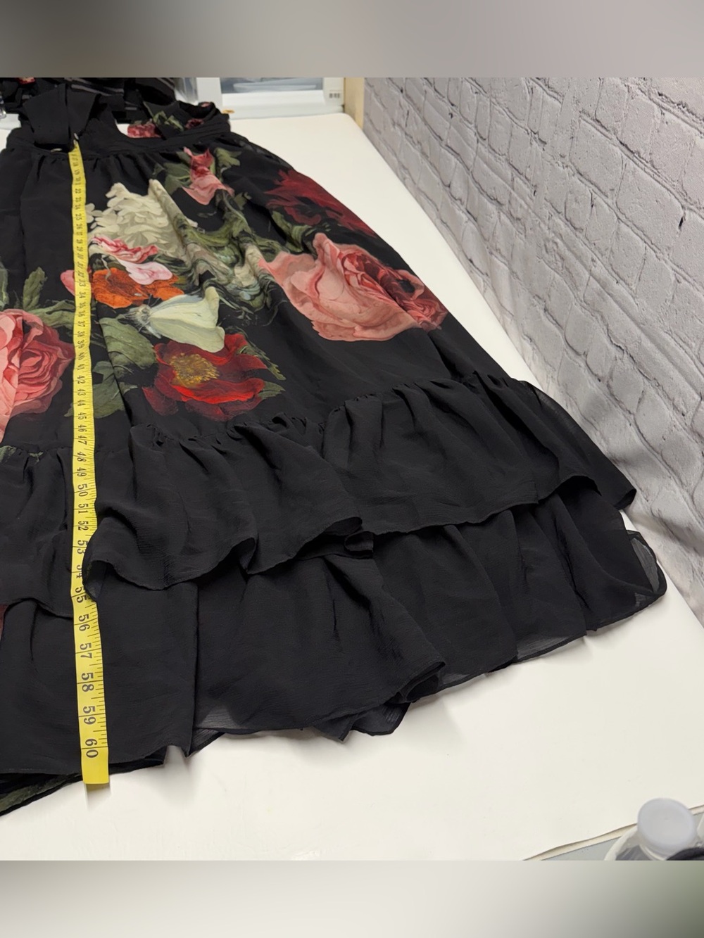 Alice + Olivia Black Maxi Dress royal  Floral Print cape back gown12 nwt - Picture 10 of 16